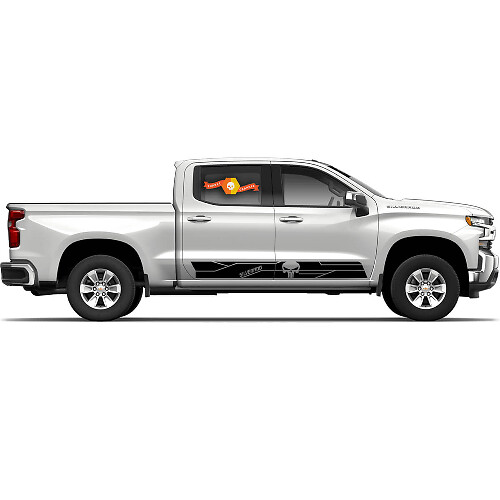2 x Chevy Chevrolet Silverado Punisher schedel vinyl sticker sticker grafische zijdeur

