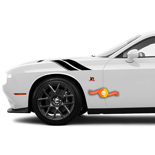 Twin Stripes Zijkanten Vinyl Stickers voor Dodge Challenger