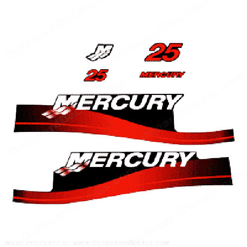 Mercury 25pk stickers (rood) 1999 - 2006 - blauwe sticker sticker