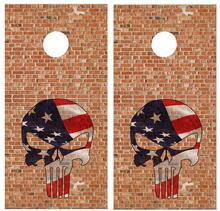 Brick Punisher Skull Cornhole Bordspel Sticker Decal VINYL WRAPS met GELAMINEERD
 2