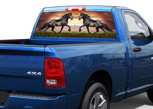 Zwarte paarden achterruit sticker sticker pick-up truck SUV auto