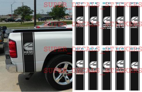Dodge Ram 1500 Cummins HEMI 5.7 6.1 L Liter Truck ENORME 2 BEDSTRIPE STREEP KIT Vinyl Decal Sticker 1 van 10 sets