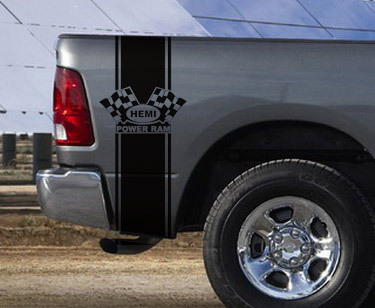 Dodge Ram Truck HEMI POWER RAM 2 STREEP KIT Vinyl Decal Sticker