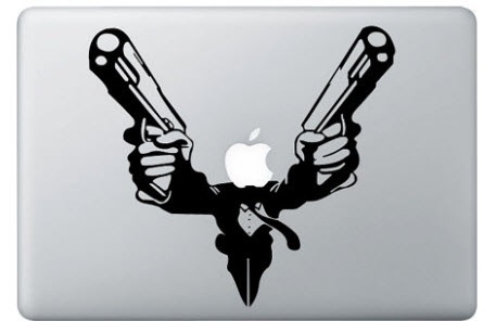 Man met twee kanonnen MacBook-sticker