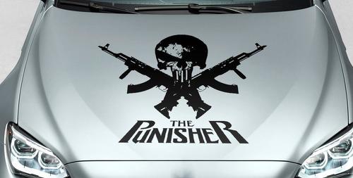 PUNISHER schedel & woorden GUN hood side vinyl sticker sticker voor auto track suv