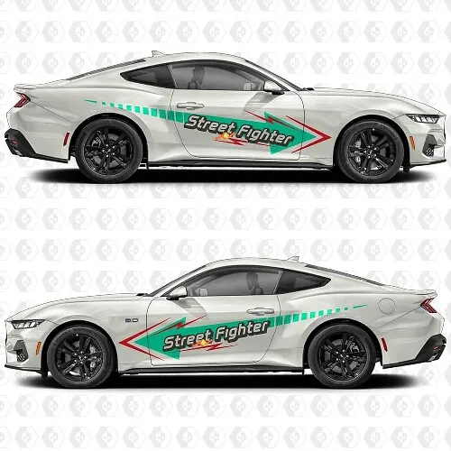 Street Fighter Look Side Door Vinyl Stickers voor Musclecar Musclecarmodel