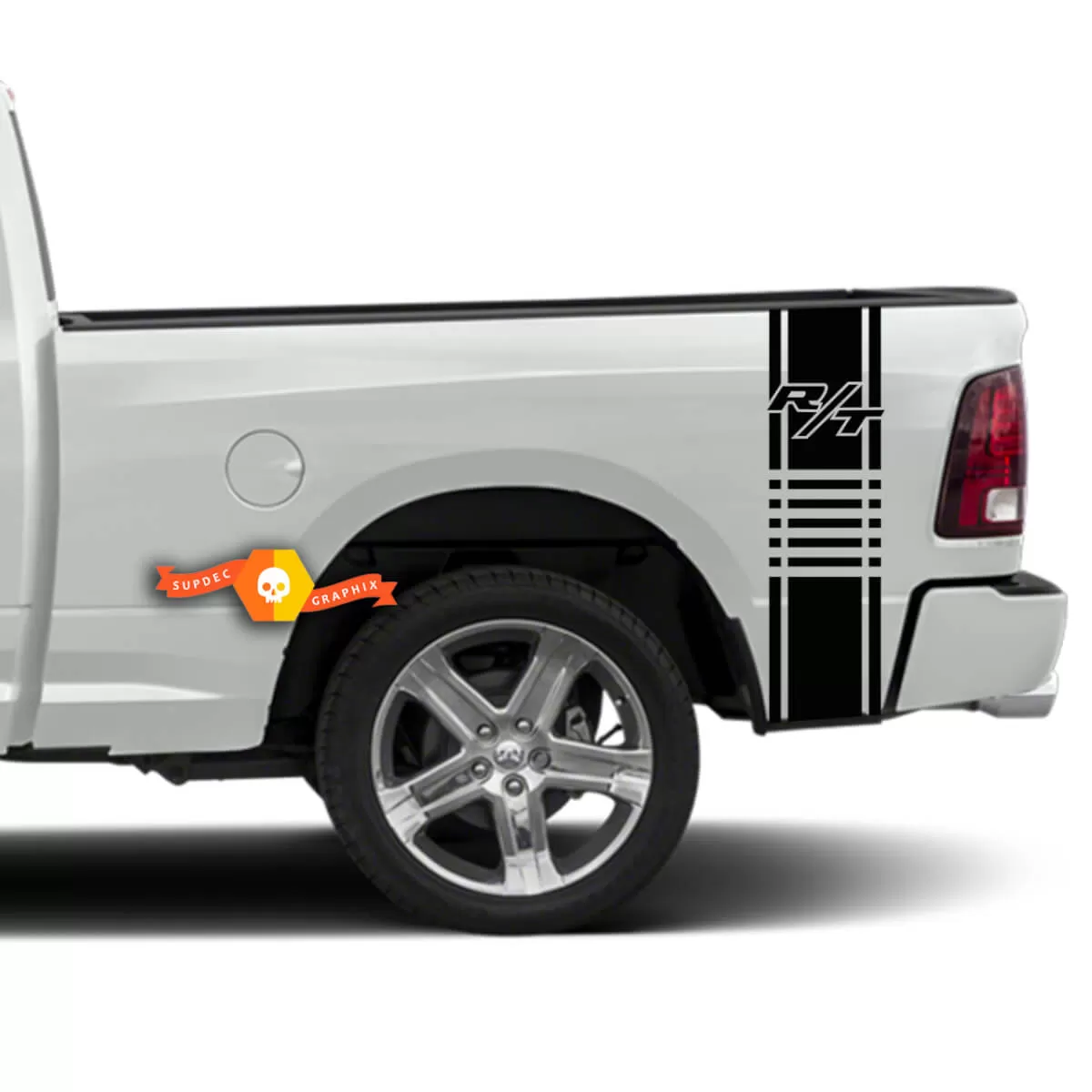 2 VRACHTWAGEN BEDSIDE DODGE RAM RT VINYL STREPEN RACING STICKERS CA. 11 ...